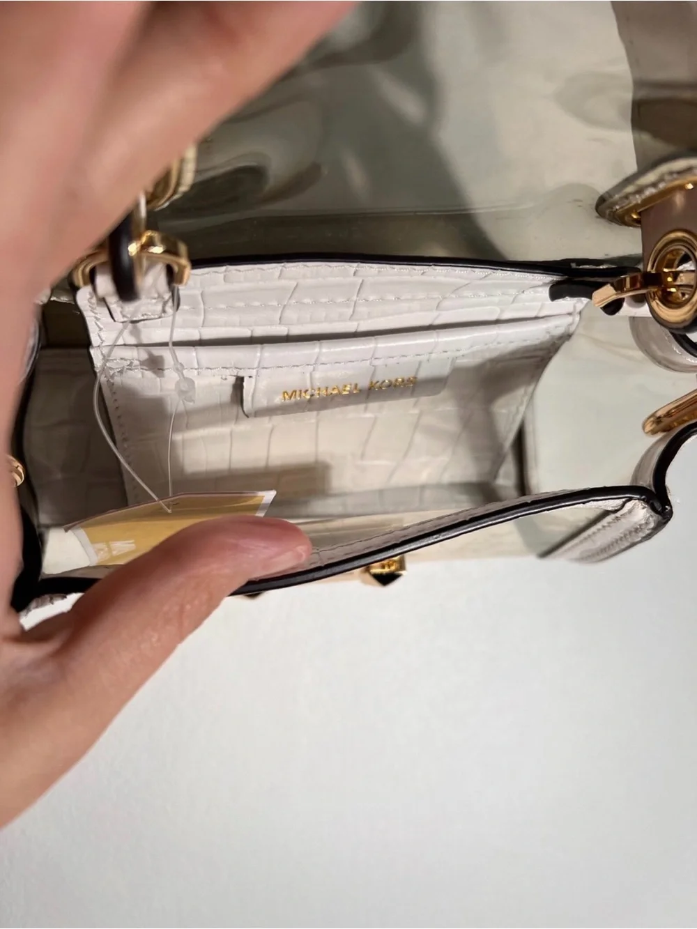 Michael Kors Whitney Mini Clear and Leather Satchel